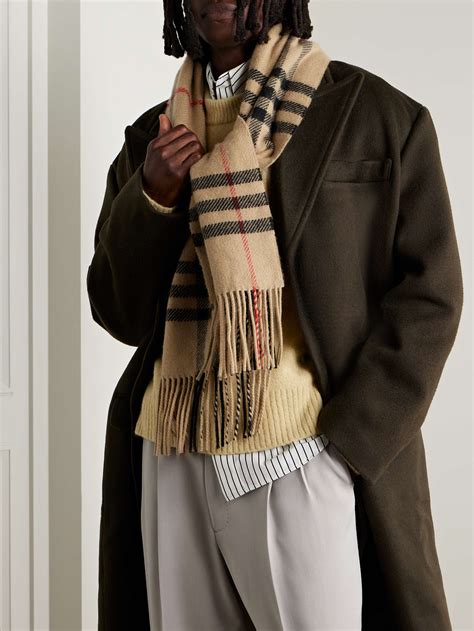 BURBERRY Fringed checked wool and cashmere